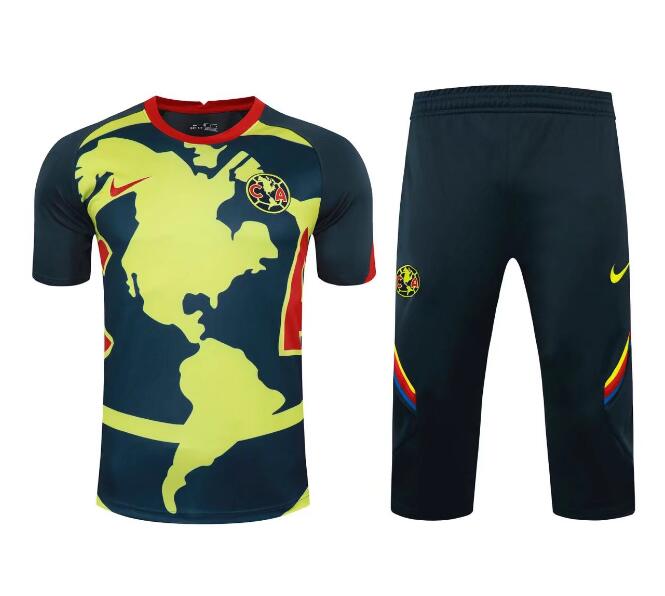 Club America Navy Yellow Training Sets Capri Pants with Shirt 2020/21